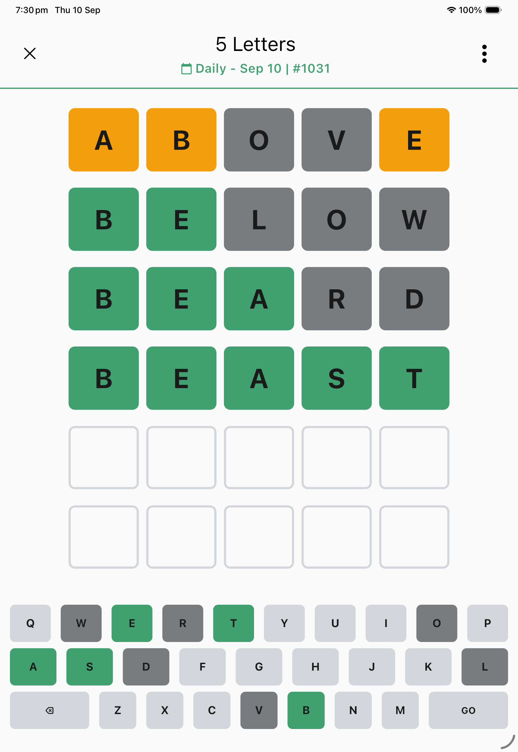 5 Letters on iPad